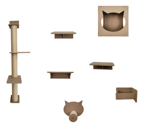 Gimnasio Rascador Para Gato De Pared 2 Interactivo Completo
