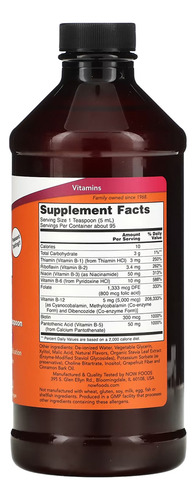 Ultra B-12 Vitamina Complexo B 473ml Now Foods Sabor N/a