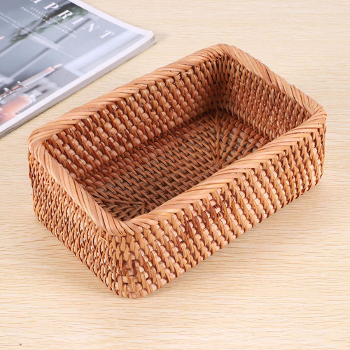 Cesta Rectangular De Mimbre De Ratán Tejida A Mano, De N3, P