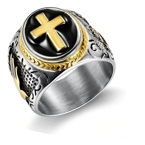 Anillo Cruz Black Cross Acero Quirúrgico Hombre