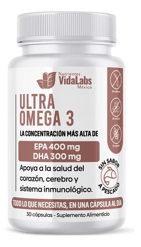 Ultra Omega 3 Vidalabs 400 Mg Epa Y 300 Mg Dha 30 Cápsulas 