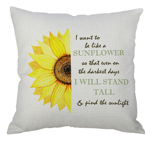 Funda De Almohada De Lino W Sunflower Que Te Lleva Al Sol Y