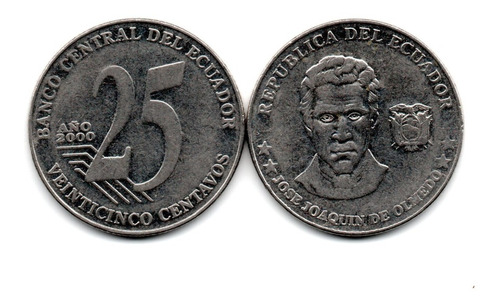 Ecuador Moneda 25 Centavos Año 2000 Km#107