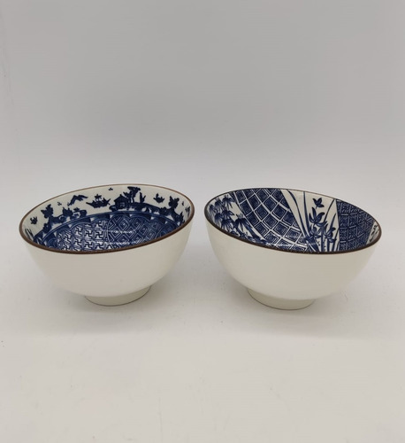 Imagen 4 de 5 de Set X2 Bowls Copetineros 11,5cm Porcelana Diseño Azul Blanco