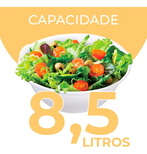Tigela Redonda Saladeira Colorida Com 8,5 Litros Multiuso