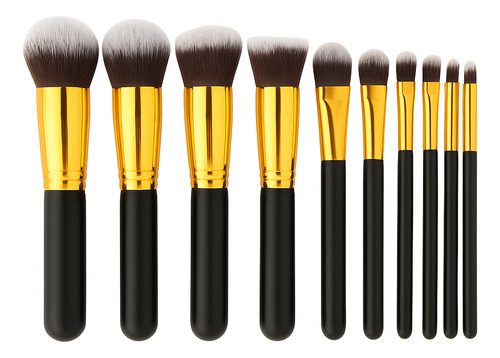 Juego De 10 Brochas Maquillaje Kabuki Básicas Alta Calidad Color Variado