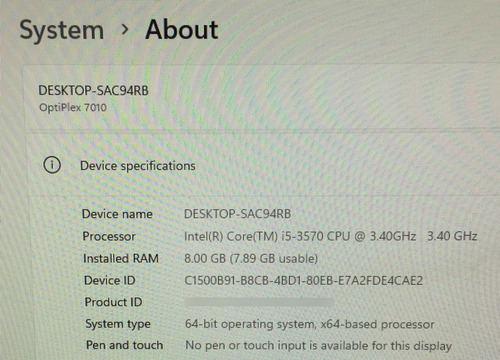 Cpu Optiplex 7010 Intel Core I5-4th Sku 1643 (Usado)