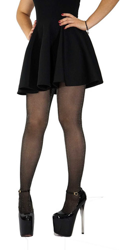 Pantimedias Con Linea Atras Brillantes Brillos Ligueros 609