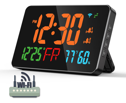 Reloj Digital Reloj De Pared Led Con Fecha Pantalla Naranja