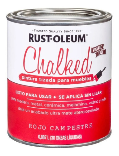 Pintura Esmalte Rust-oleum 0.9 Lt Chalk Rojo Campestre Tiza