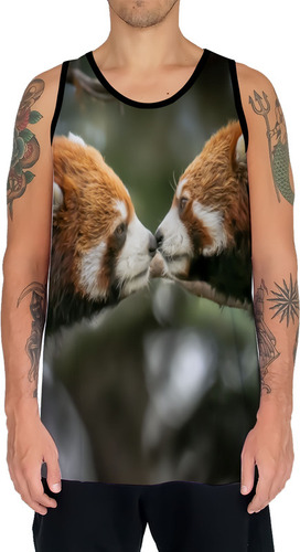 Camisa Regata Animais Selvagens Panda Vermelho Fofo Hd 5