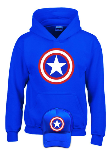 Buzo Capitan America Saco Con Capota Hoodies Obsequio Gorra