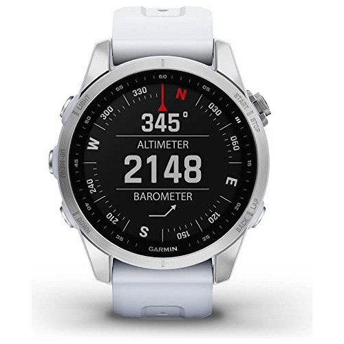 Garmin Fenix 7s, Plateado Con Correa De Piedra Blanca