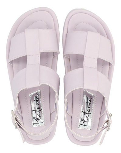 Sandalia Plataforma Baja Con Látigo Color Lila Para Mujer