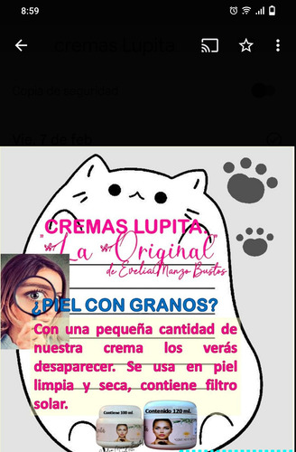 Crema Lupita La Original Acneica Día/noche
