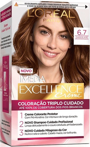 Tinte para el cabello Loreal Imedia Excellence (1 unidad), tono 6.7, chocolate puro