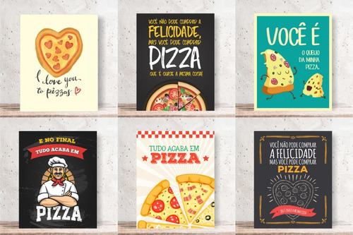 Quadro Decorativo-pizza Kit C/ 6un - 35x28cm Cada 