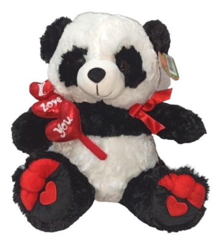 Pandinha Urso De Pelúcia Panda Grande Coração Amor Eu Te Amo