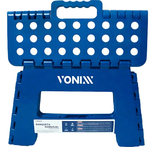 Banqueta Plástica Multiuso Dobrável 31x22 Até 150kg Vonixx Acabamento Da Estrutura Plástico Cor Azul