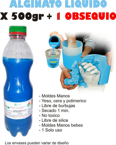 Alginato Liquido  X500gr Moldes Bebes Manos