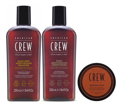 Shampoo Hidratante + Cond + Defining Paste American Crew Men