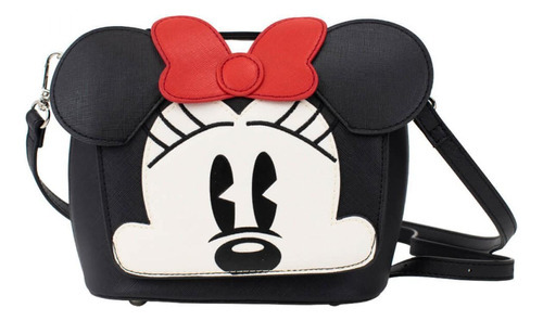 Bolsa Preta Disney Rosto Minnie Produto Licenciado 18x18 Cm Desenho do tecido Liso