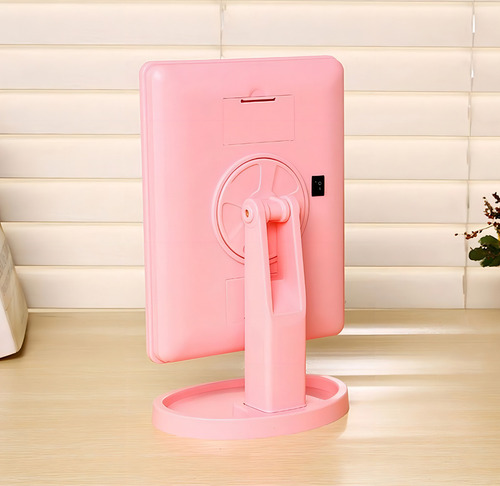 Espelho Camarim Para Maquiagem De Mesa Com Led Portátil Já! Cor Da Moldura Rosa