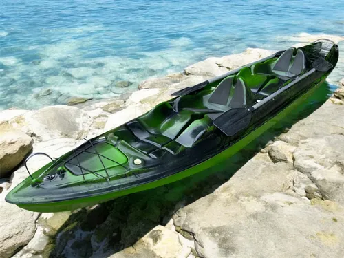 comprar Karmarine caiaque duplo de pesca modelo K2 Pró Fibra 2 lugares com remos cor verde esfumaçado