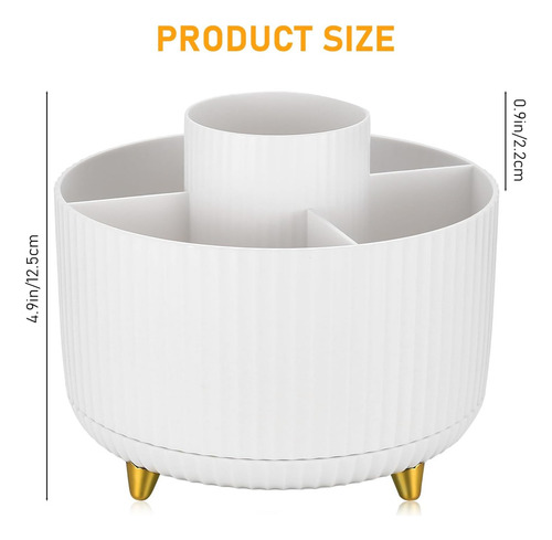 Organizador De Cosméticos Giratorio De Plástico Blanco