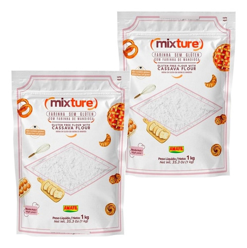 Farinha Sem Glúten De Mandioca Mixture Amafil - Kit 2kg