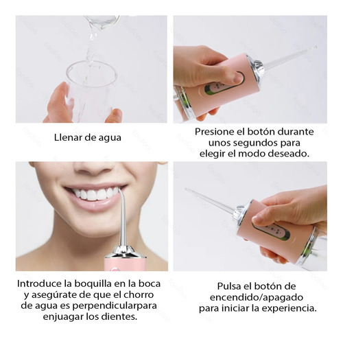 Irrigador Bucal Limpiador De Dientes Recargable 8 Puntas