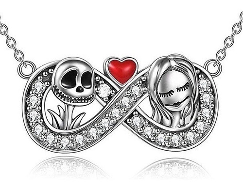 Collar Infinito Jack Y Sally Plata Fina 925 Regalo Mujer 