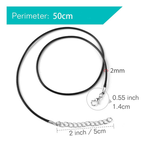 100pcs 50cm Cordón De Collar Encerado Cordón De Collar Negro