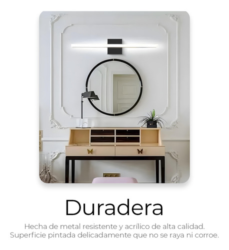 Lámpara Para Espejo De Baño Moderna Con Luz Led Blanca 24w Estructura Negro