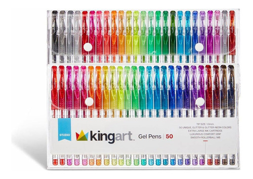 Kingart Bolígrafos Gel Con Purpurina, 50 Colores Brillantes