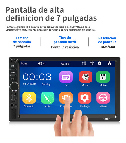 Autoestéreo Land Cast 1din Pantalla Táctil Mirrorlink Cámara