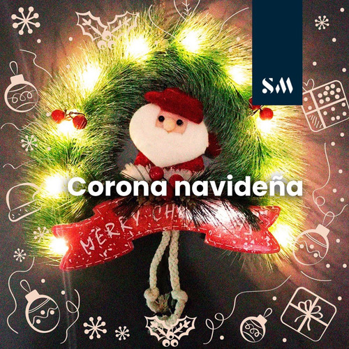 Imagen 2 de 8 de Corona Navidad Puerta Decoracion Navidad Con Luz Cascabeles