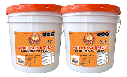 Mole Ranchero Pasta 10 Kilos Casa Reyes, Dos Cubetas De 5k