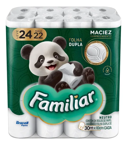 Papel Higiênico Familiar Folha Dupla 24 Rolos