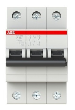 2cds213001r0104 Sh203-c10 Int. Termomagnetico 3p 10a Abb