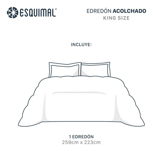 Edredón Esquimal Acolchado Relleno Tipo Down King Size Azul Marino