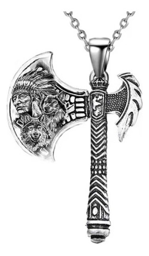 Collar Hacha Vikinga Arma Nordico Totem Animal Indio
