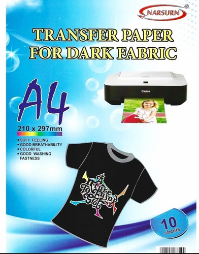 Papel Transfer A4 Para Tela Oscura 10 Hojas 21x29cm