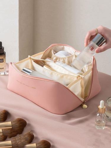 Bolsa Necessaire Porta Maquiagem Higiene Organizador Viagem Cor Rosa