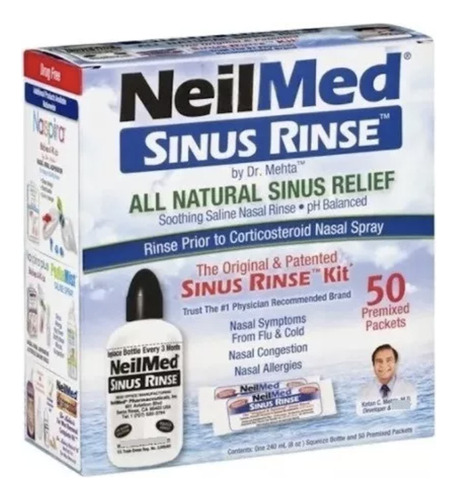 Neilmed Sinus Rinse Lavado nasal incluye 1 botella de 240 ml y 50 sobres premezclados