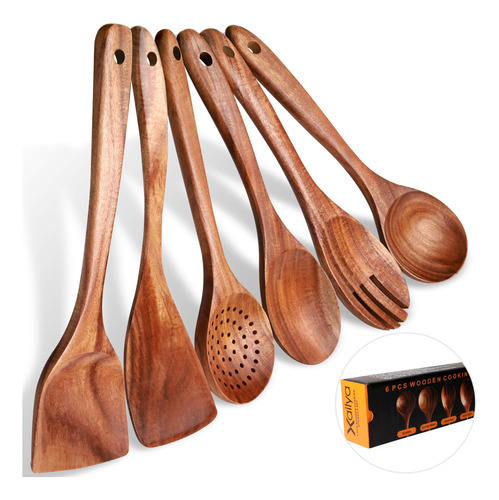 Cuchara Madera Para Cocinar Juego Utensilio Cocina 6 Mejor