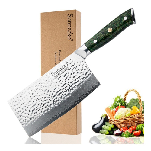 Cuchillo Sunnecko Cleaver 7 Acero Damasco Vg10 73 Capas 31cm