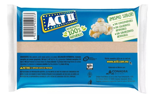 Palomitas Act Il Natural Paquete Con 8 Piezas De 87 Gr C/u