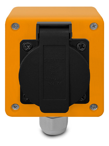 Tomada Caixa Sobrepor Trilho Din 2p+t 10a 20a Tampa Externa Cor Amarelo