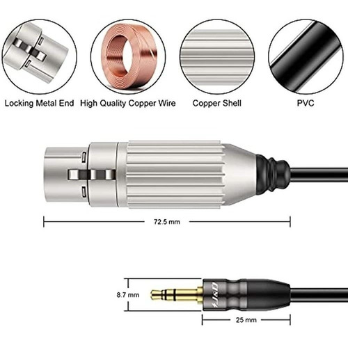 J&d Cable De 1/8 A Xlr, Trs De 3,5 Mm A Xlr Cable Balanceado